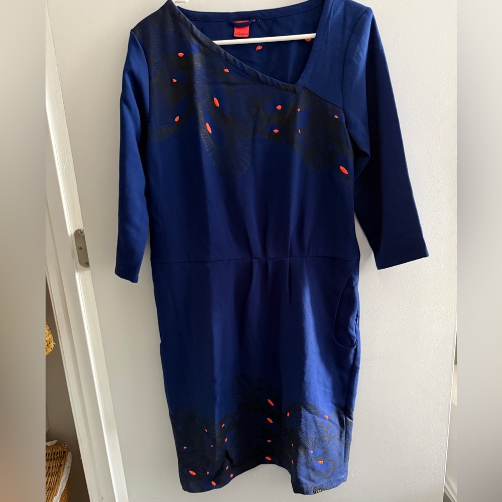 Skunkfunk Navy Blue Dress with Abstract Print – Size 3 (M/L)